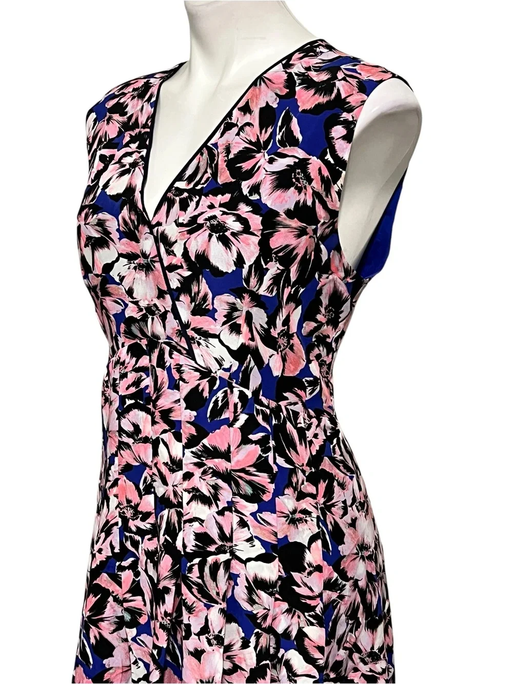 J. Crew dress 14 Pink/Blue Floral V-Neck A-line knee length office fall church